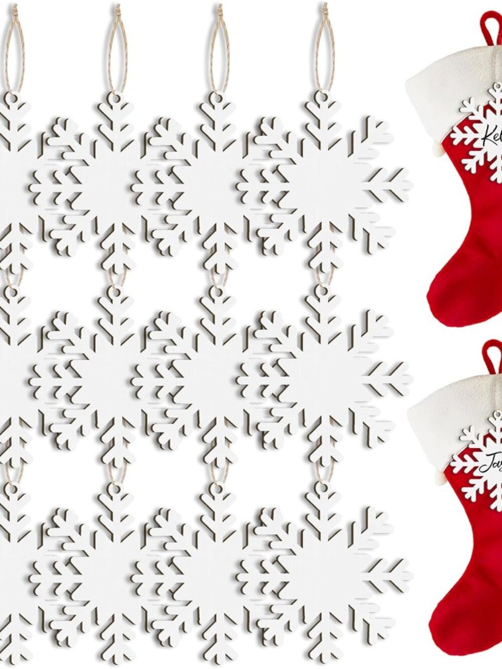 12 Pcs Name Tags for Christmas Stockings, Personalized Wooden Stocking Labels Gi